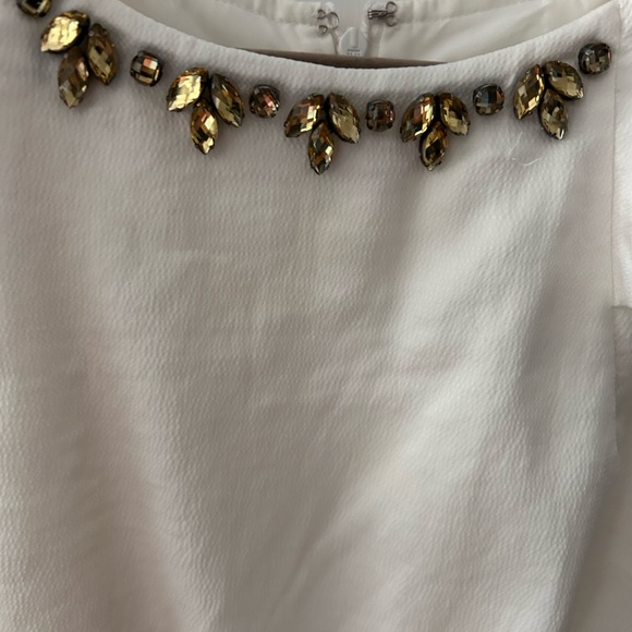LOFT White Dress with Gem Accents, Lined and Sleeveless EUC Perfect Gemstones!!! - Picture 10 of 12